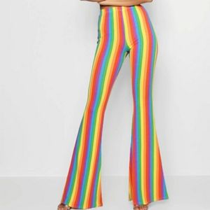 Boohoo Tall Rainbow strip Flare pants (12)